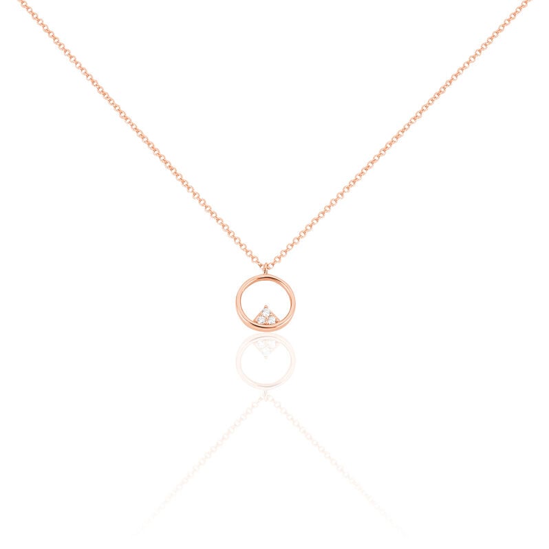 HIGH Damen Collier Silber rosevergoldet 925 Zirkonia Weiß 0,03 ct Dreieck - Halsketten Damen | OROVIVO