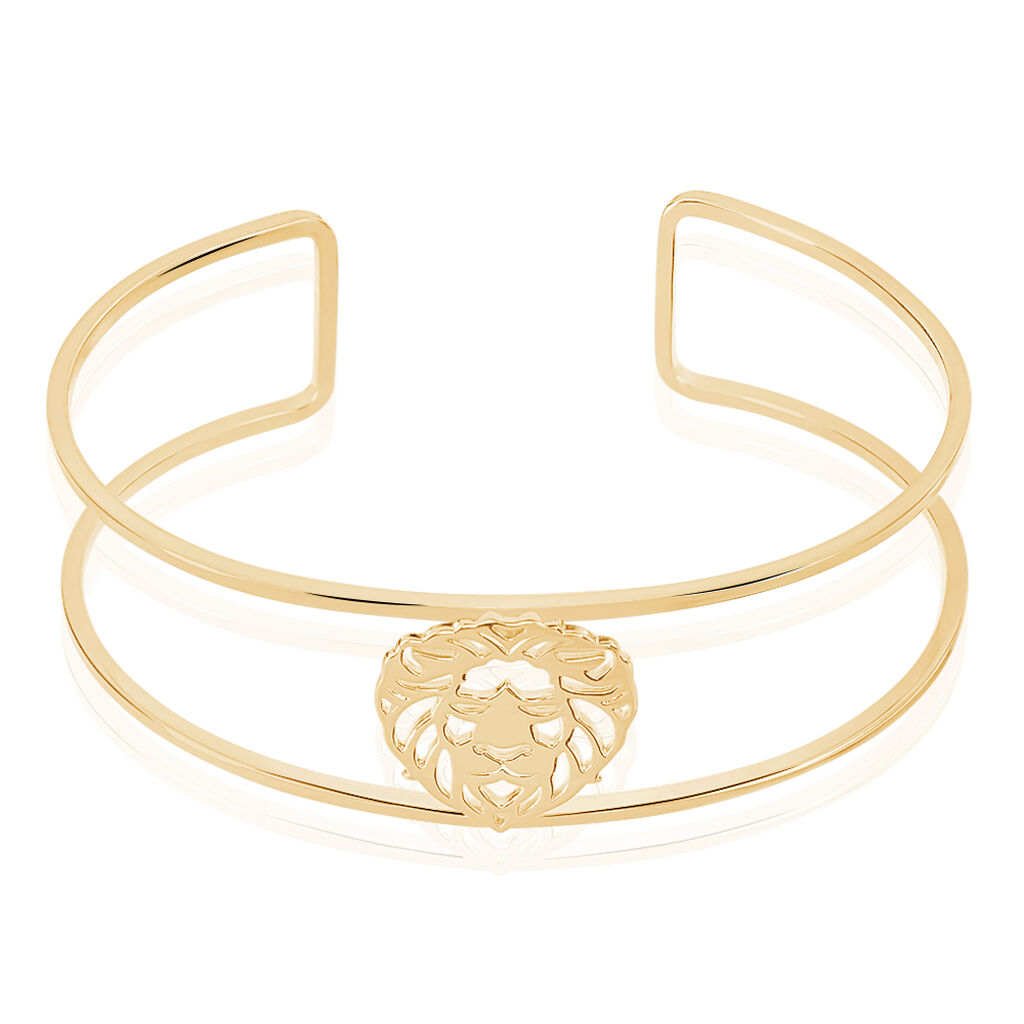 Jonc Liona Plaque Or Tete De Lion Ajoure - Spannringe Damen | OROVIVO
