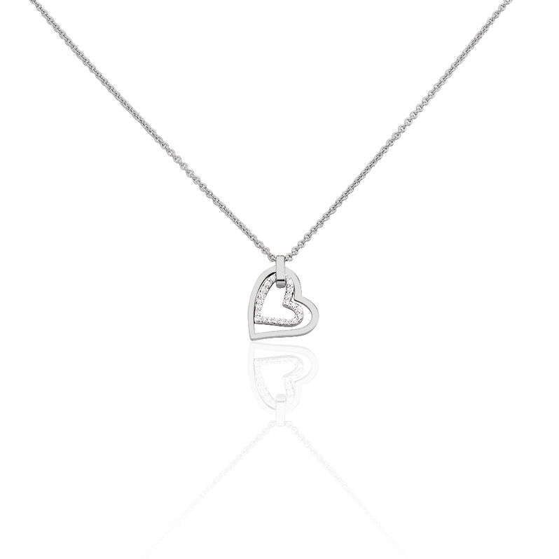 ALYSSJA HERZ 4 Damen Collier Silber 925 Zirkonia Weiß Doppelherz - Halsketten Damen | OROVIVO