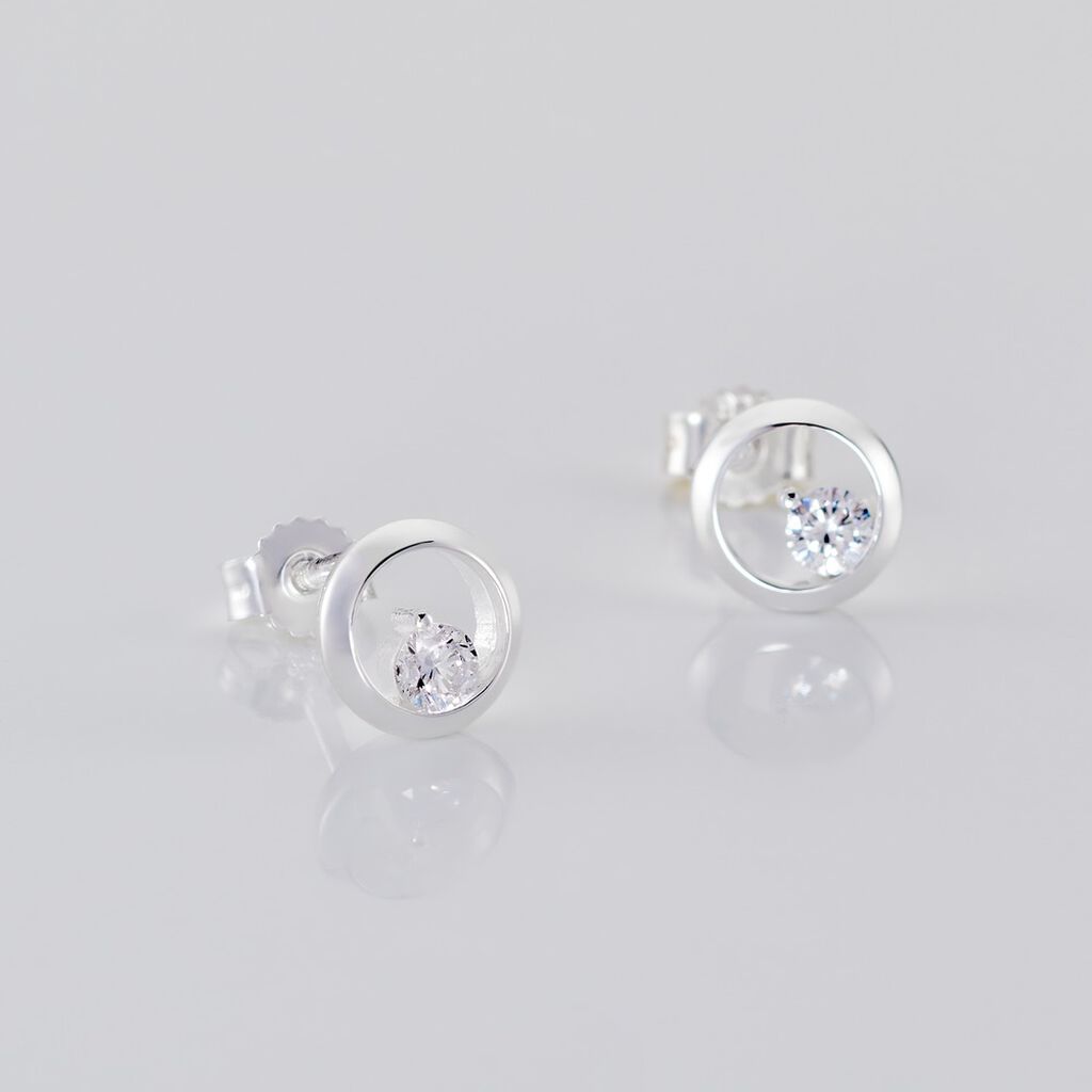 INDIA Damen Ohrstecker Silber 925 Zirkonia Wei&szlig;