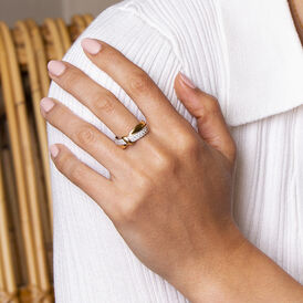 Damenring Gold 375 Bicolor Zirkonia  - Ringe mit Stein Damen | OROVIVO