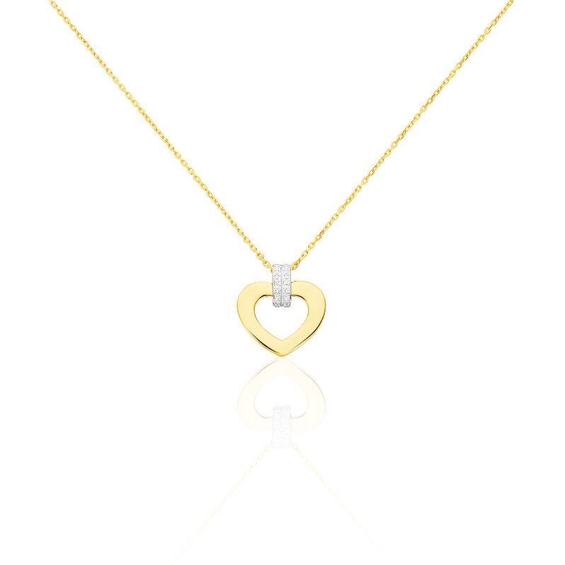 HERZ Damen Collier Gold Bicolor 375 (9 Karat) Diamant Wei&szlig; 0,01 ct Barren - Halsketten Damen | OROVIVO