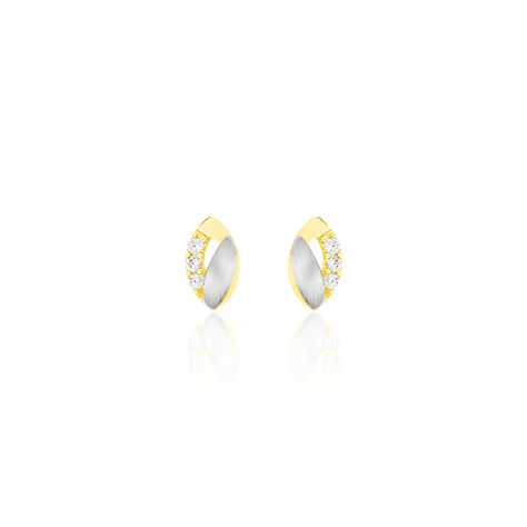 Damen Ohrstecker Gold 333 Bicolor Zirkonia  - Ohrstecker Damen | OROVIVO