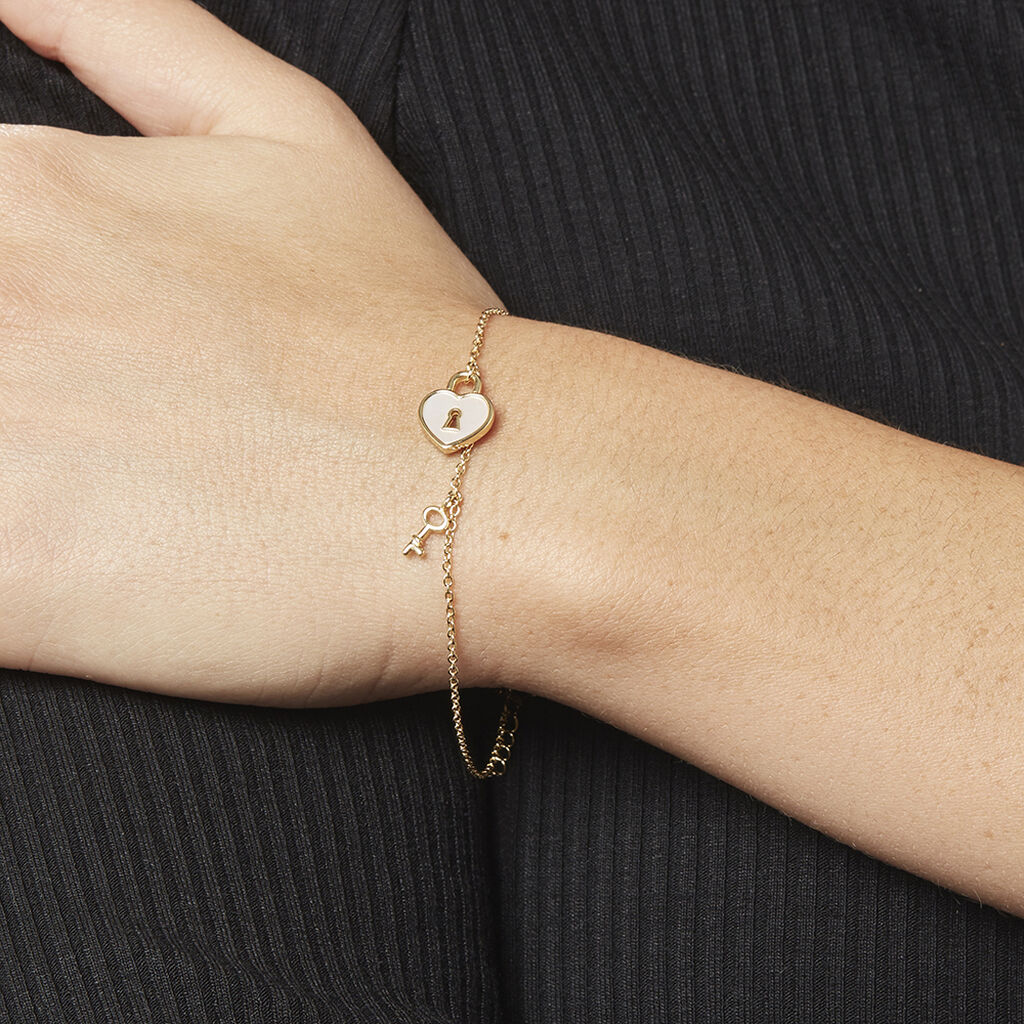 Damenarmband Silber 925 Vergoldet Perlmutt Herz - Armbänder mit Anhänger Damen | OROVIVO