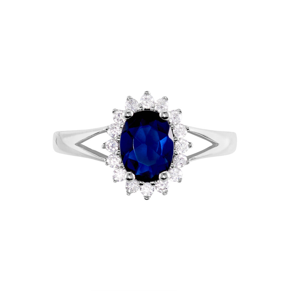 Damen Ring Silber Silber 925 Glas Blau Sinya  - Ringe mit Stein Damen | OROVIVO