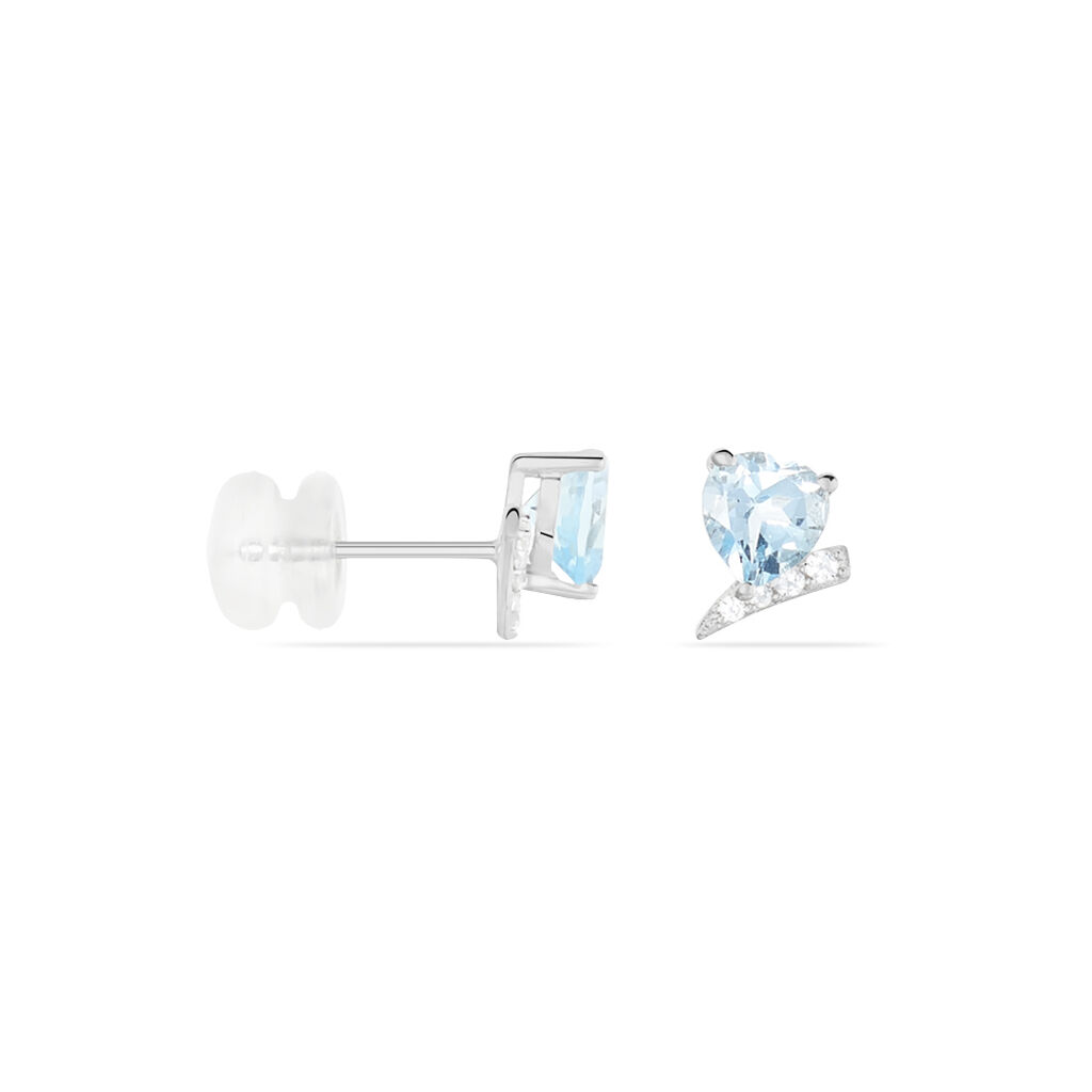 Damen Ohrstecker Weißgold 375 Topas Blau 1,32ct Herz Eva  - Ohrstecker Damen | OROVIVO
