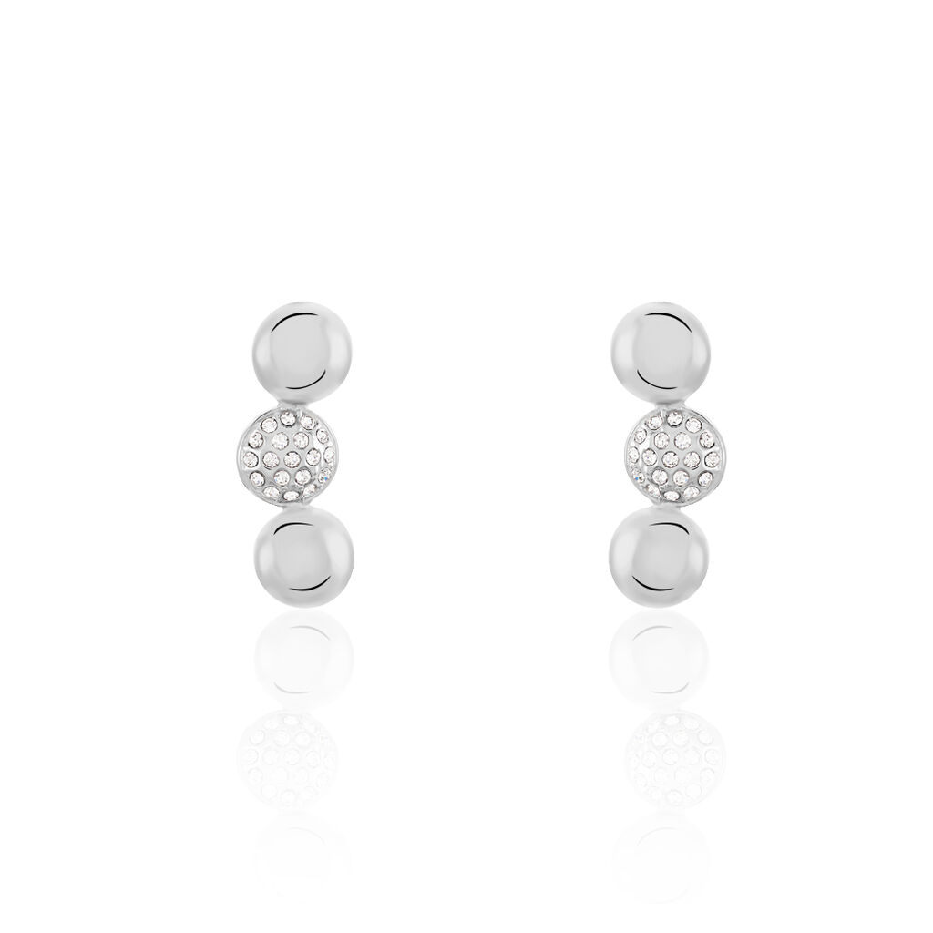 BOGDANA Damen Ohrstecker Edelstahl Strass Wei&szlig; Kreis