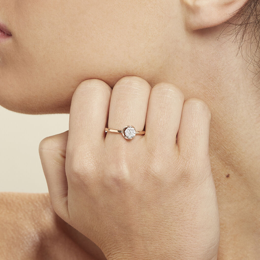 Damen Ring Rosegold 750 Diamant 0,17ct Kreis Shine  - Hochzeitsringe Damen | OROVIVO
