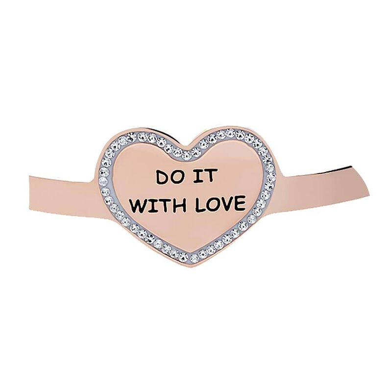 Bangle Do it with love in acciaio rosato e strass - Spannringe Damen | OROVIVO