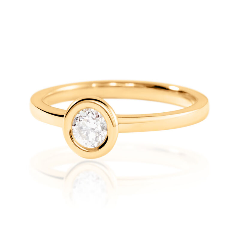 Damen Ring Gold 585 Rund Weiß Estelle 18mm - Solitärringe Damen | OROVIVO