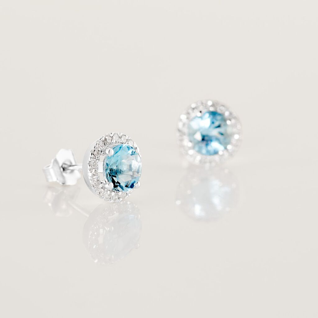 Damen Ohrstecker Weißgold 585 Aquamarin Himmelblau 1,28ct Kathi  - Ohrstecker Damen | OROVIVO