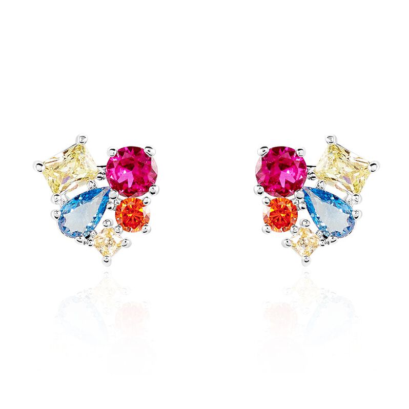 Damen Ohrstecker Silber Silber 925 Spinell Rot 0,58ct Blume Laylani  - Ohrstecker Damen | OROVIVO