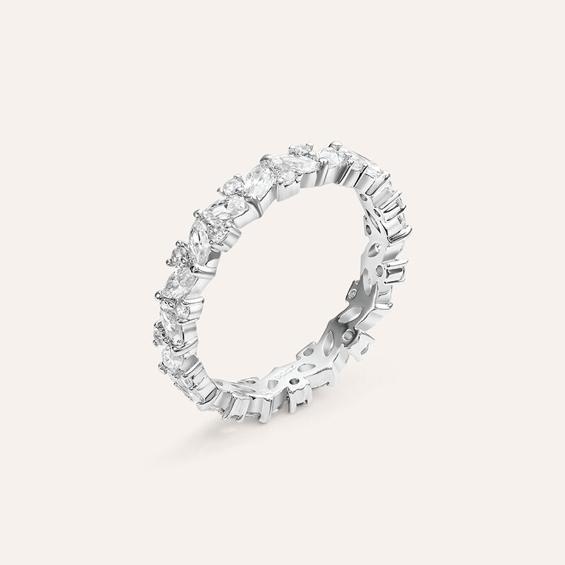 Anello Eternity Silver Elegance Argento Rodiato Cubic Zirconia - Spannringe Damen | OROVIVO