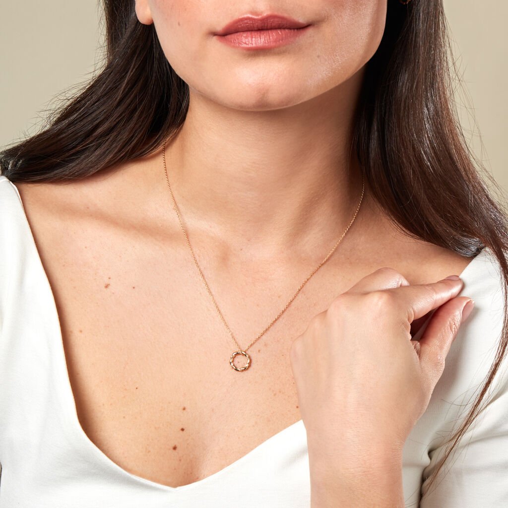 Damen Collier Gold 375 Rund Weiß Geometrisch Vada 4,5cm -  Damen | OROVIVO
