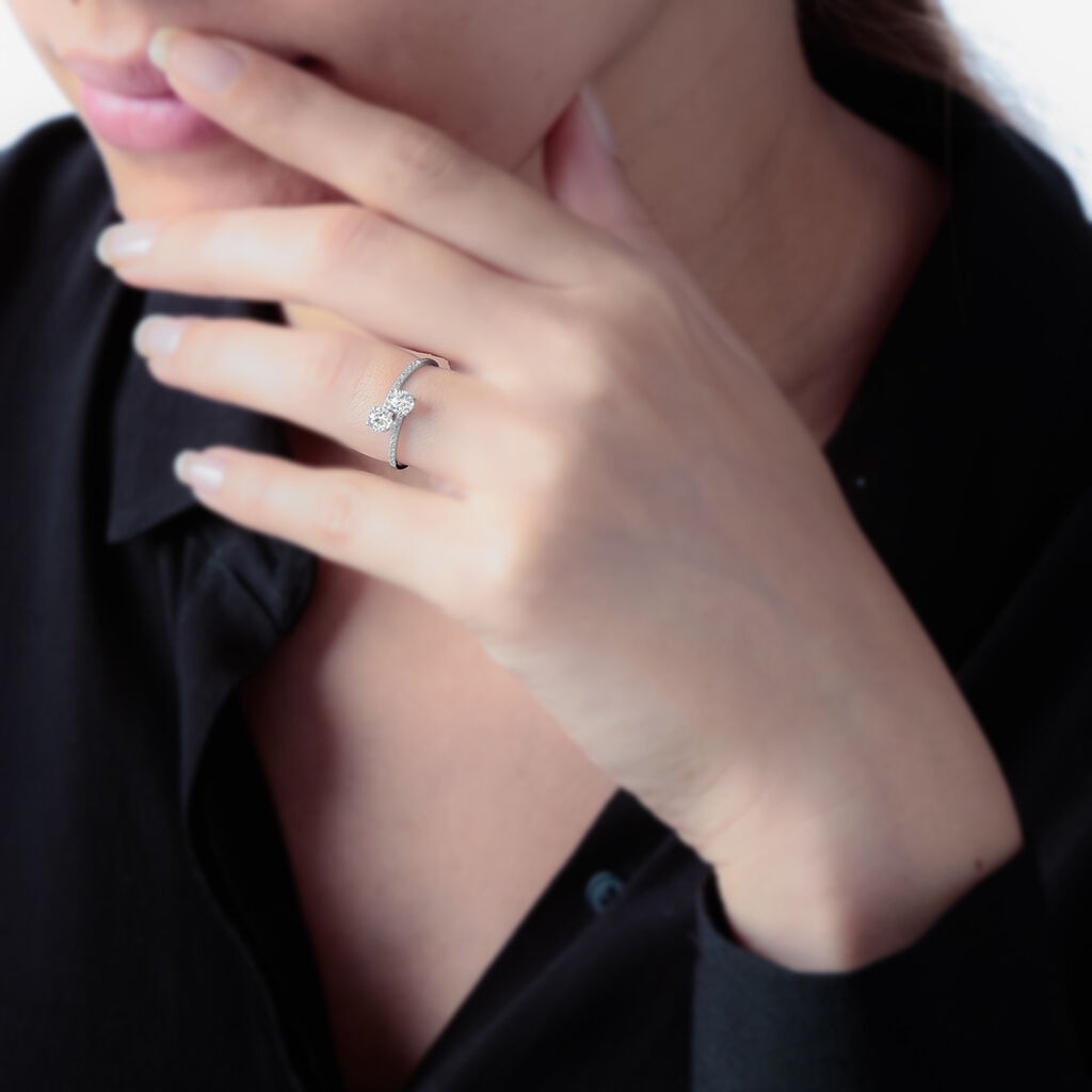 Bague Arista Or Blanc Oxyde De Zirconium - Spannringe Damen | OROVIVO