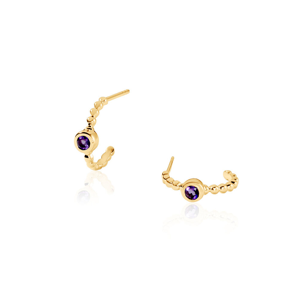 LYKKE Damen Ohrstecker Gold 375 (9 Karat) Amethyst Violett 0,3 ct Kreis, Ohrstecker mit Stein