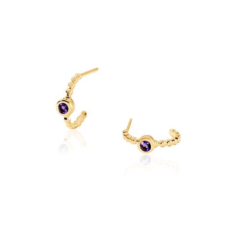 LYKKE Damen Ohrstecker Gold 375 (9 Karat) Amethyst Violett 0,3 ct Kreis - Ohrstecker Damen | OROVIVO