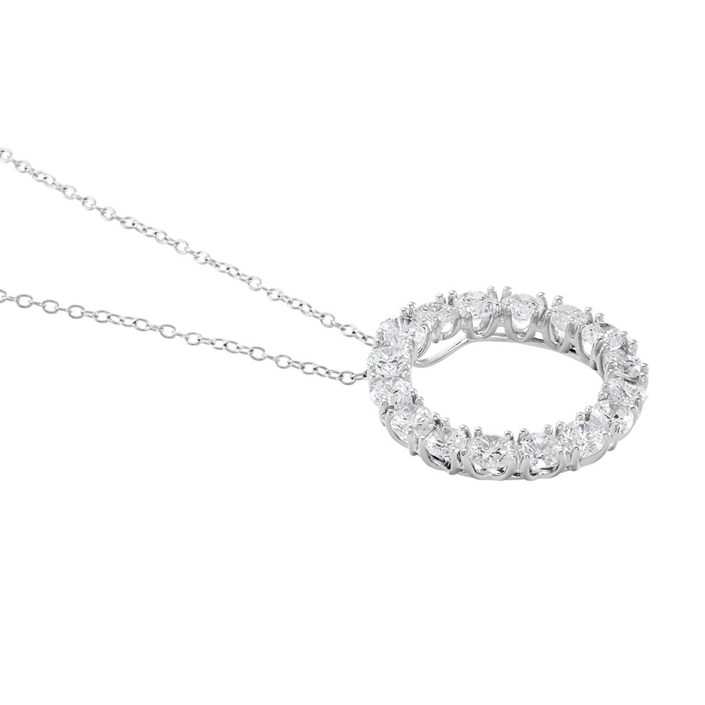 MYRIAM Damen Collier Silber 925 Zirkonia Wei&szlig; 0,29 ct Kreis B 1,15 mm