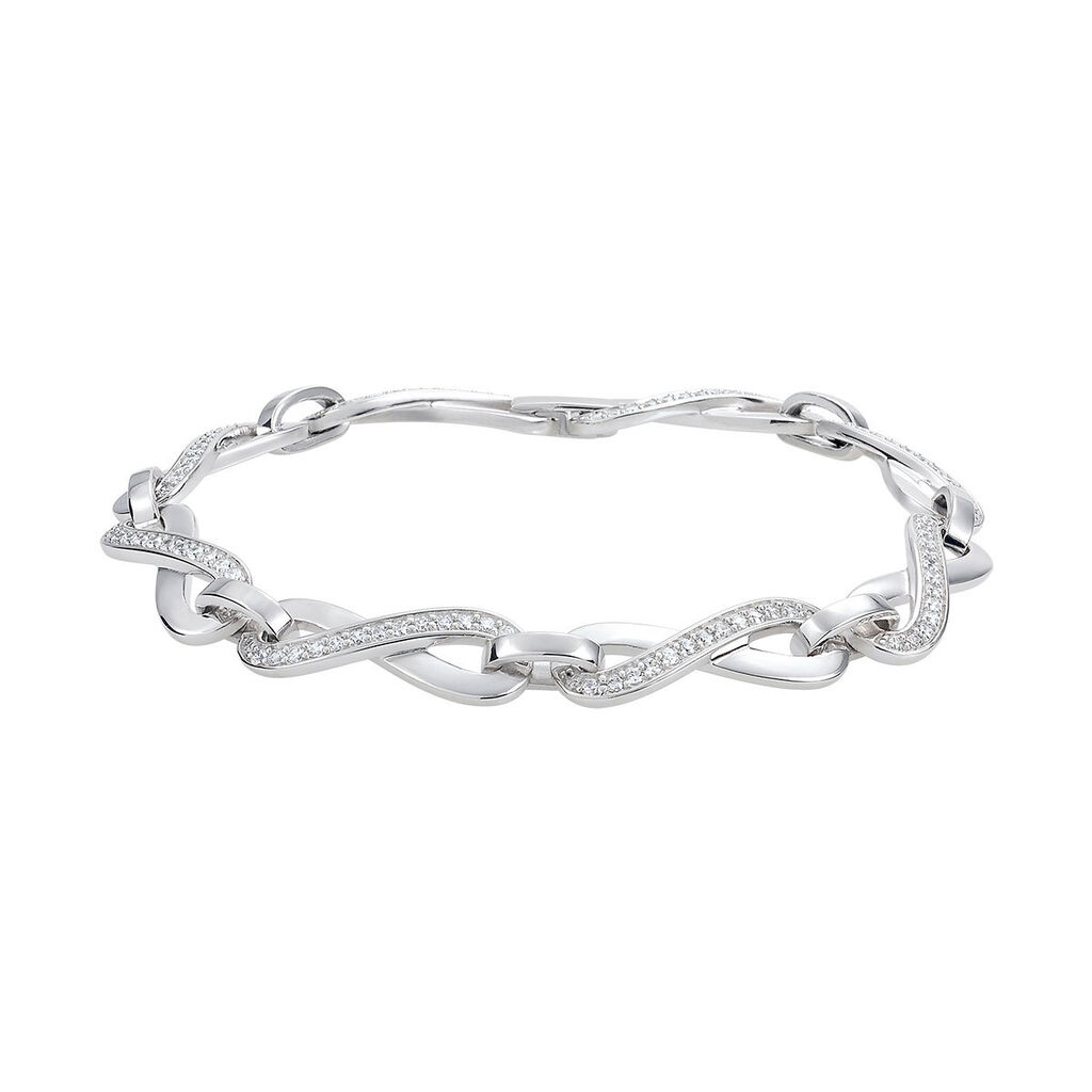INFINITY 1 Damen Armband Silber 925 Zirkonia Weiß Unendlichkeit, Armband mit Stein
