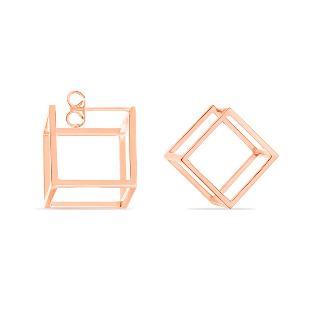HIJA Damen Ohrstecker Silber rosevergoldet 925 Viereck