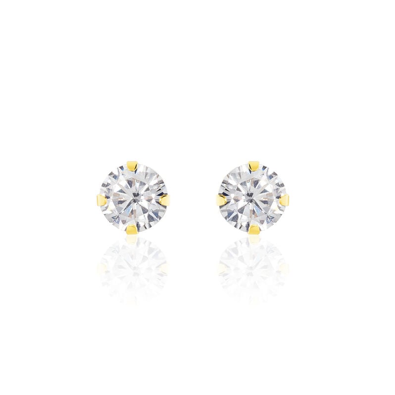 EDDIE KRAPPE Damen Ohrstecker Gold 375 (9 Karat) Zirkonia Wei&szlig; 1,760 ct Kreis B 5 mm - Ohrstecker Damen | OROVIVO