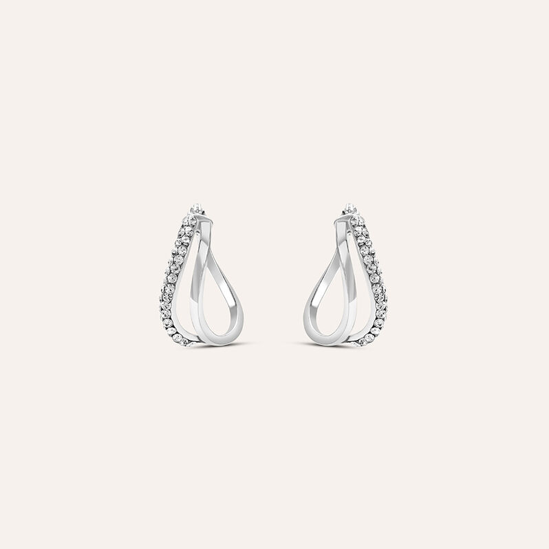 Orecchini A Cerchio Toujours Oro Bianco Cristallo - Spannringe Damen | OROVIVO