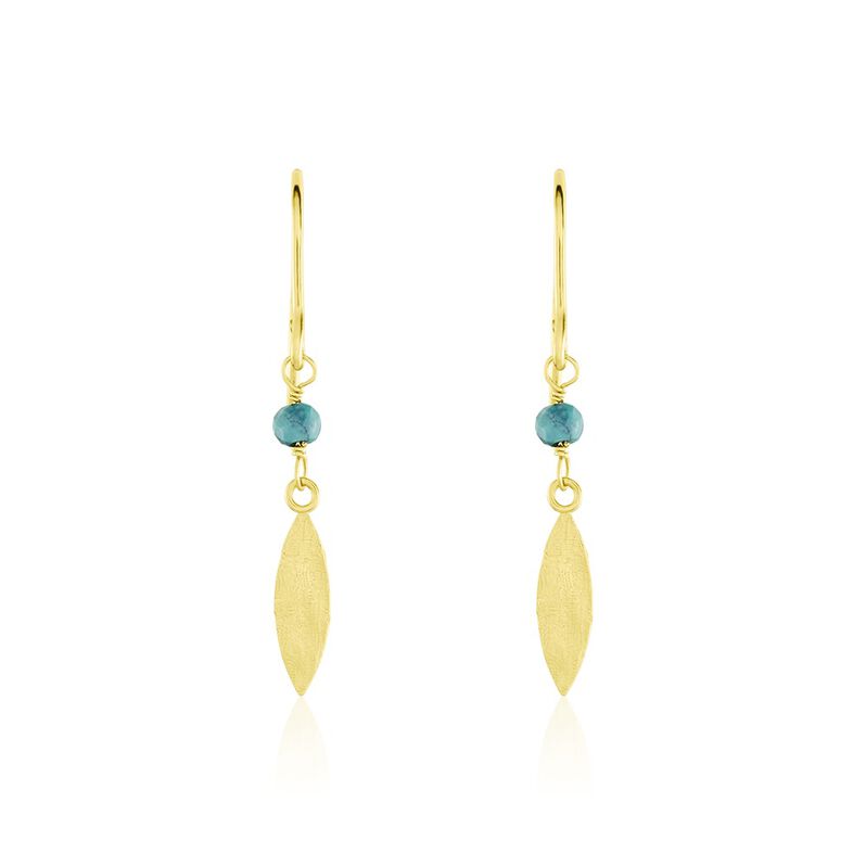 Boucles D'oreilles Pendantes Or Jaune Turquoise - Spannringe Damen | OROVIVO