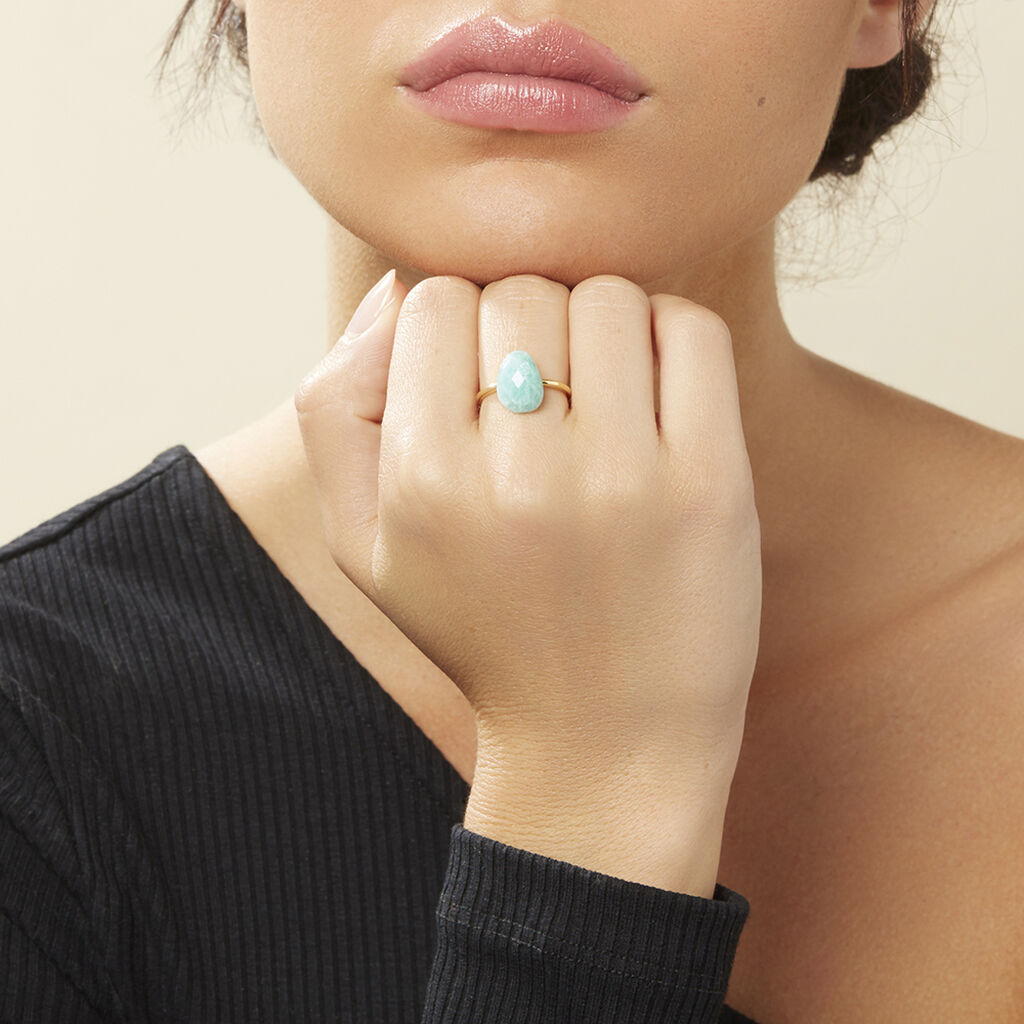 Damen Ring Silber vergoldet 925 Amazonit Türkis 3,25ct Lora  - Solitärringe Damen | OROVIVO