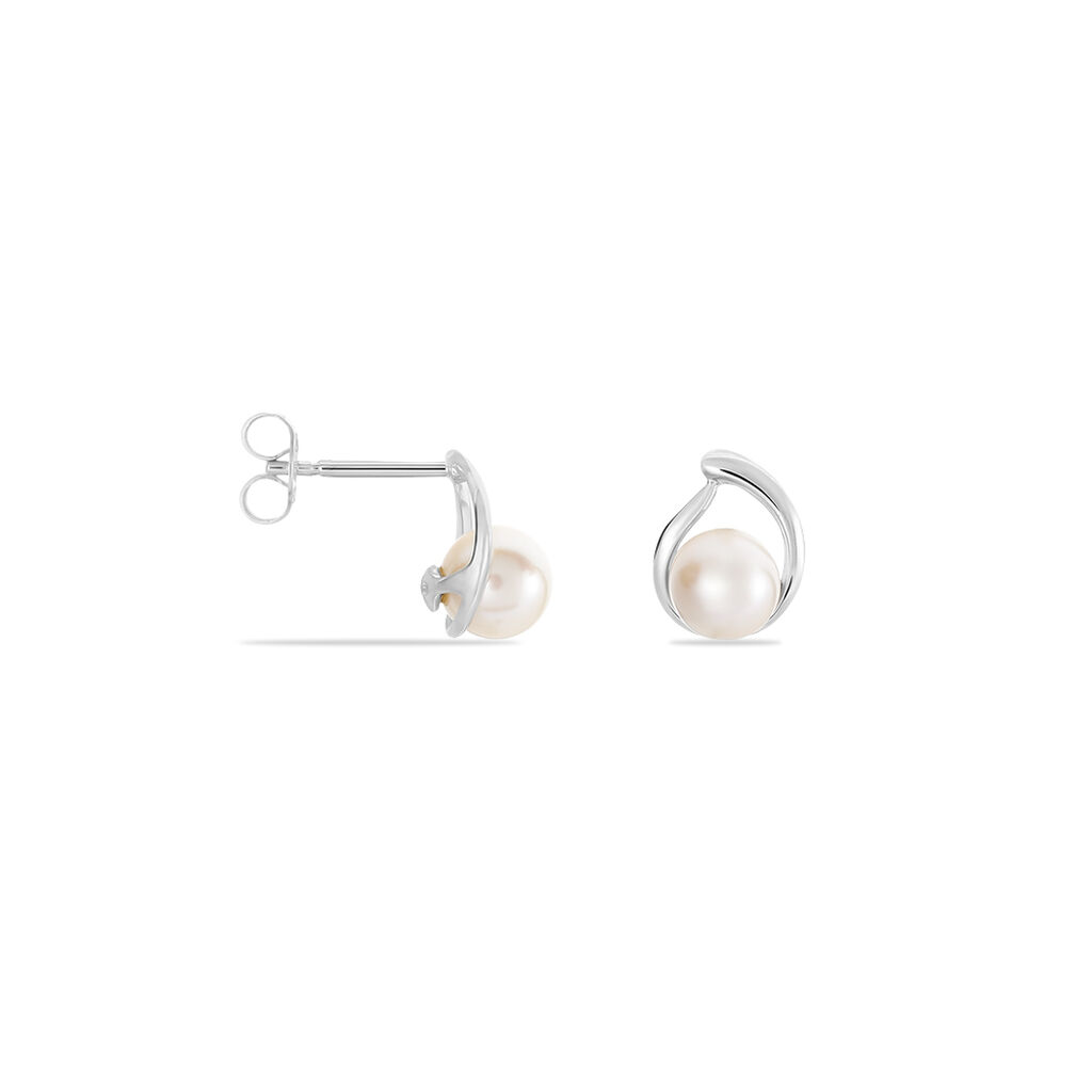 DROP 2 Damen Ohrstecker Weißgold 375 (9 Karat) Zuchtperle Perlmutt Tropfen - Ohrstecker Damen | OROVIVO