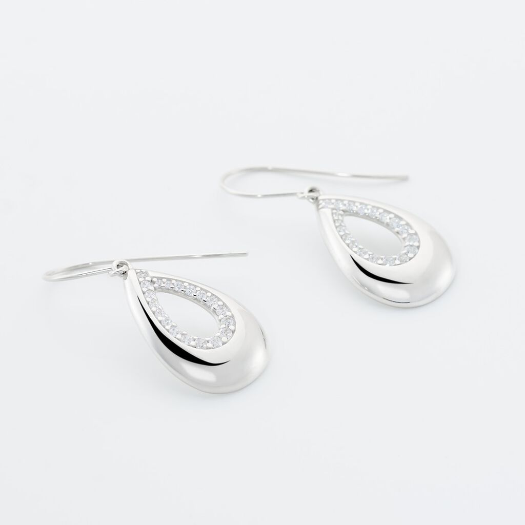 VILIANA Damen Ohrringe Lang Silber 925 Zirkonia Wei&szlig; Tropfen