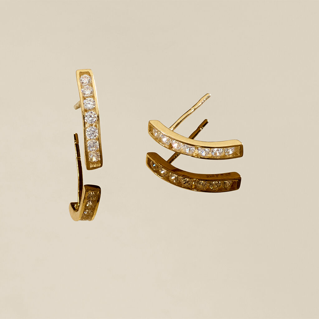 JACOBA Damen Creolen Gold 375 (9 Karat) Zirkonia Wei&szlig;