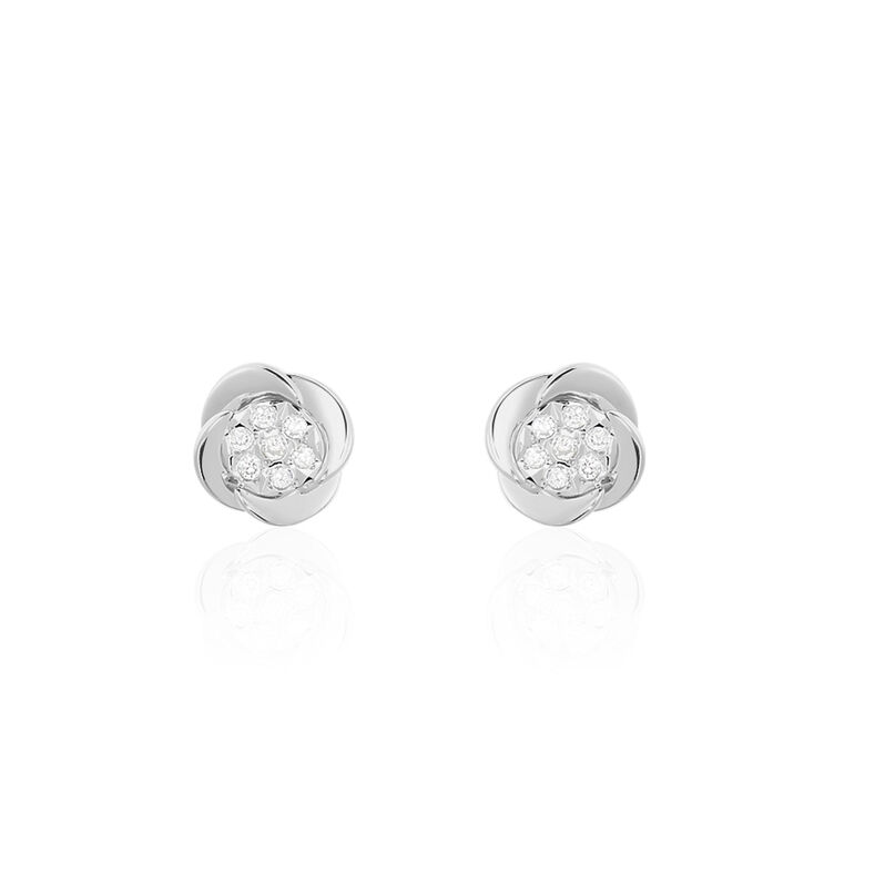 Damen Ohrstecker Weißgold 375 Diamant 0,06ct Blume Saxa  - Ohrstecker Damen | OROVIVO