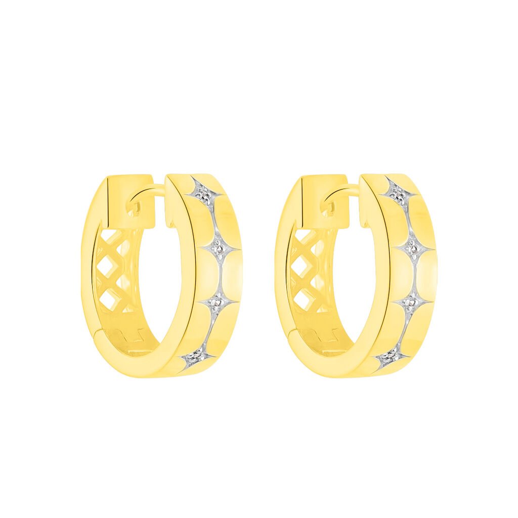 HEIKE Damen Creolen Gold 375 (9 Karat) Zirkonia Wei&szlig; 0,03 ct