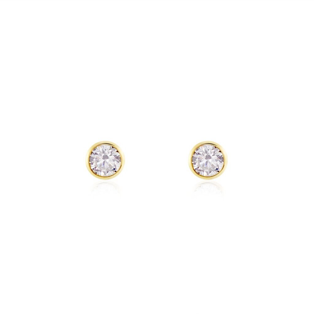 Damen Ohrstecker Gold 375 (9 Karat) Zirkonia Wei&szlig; 0,07 ct