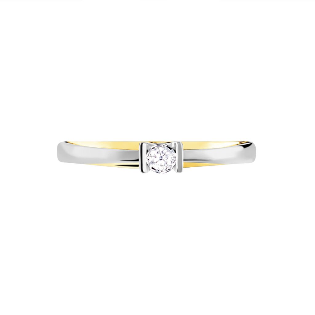 MICHAELA OV Damen Ring Gold Bicolor 375 (9 Karat) Diamant Wei&szlig; 0,04 ct B 2 mm