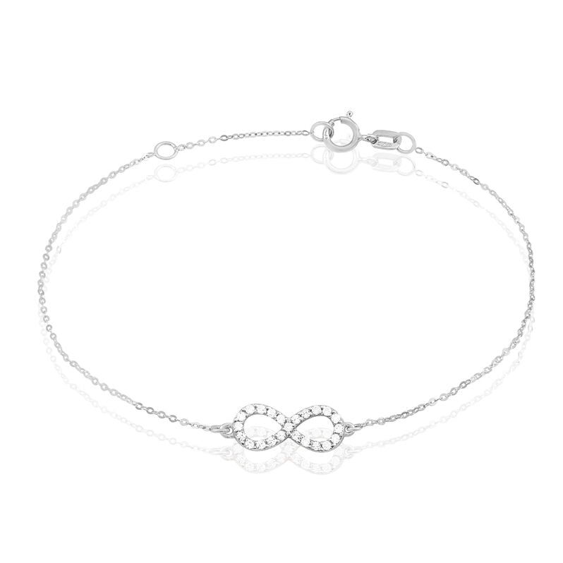 KLOTHILDA Damen Armband Wei&szlig;gold 375 (9 Karat) Zirkonia Wei&szlig; 0,05 ct Unendlichkeit - Armb&auml;nder mit Anh&auml;nger Damen | OROVIVO