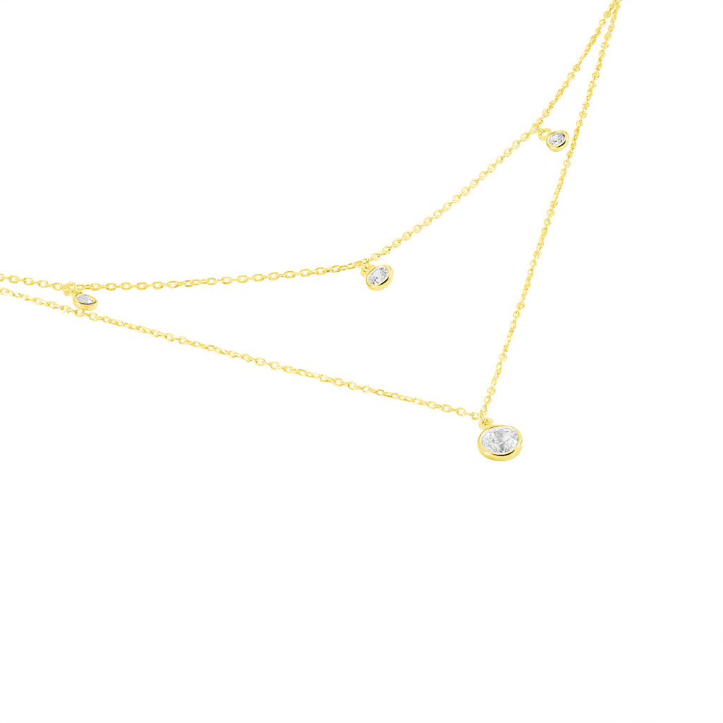 TINI Damen Collier Gold 375 (9 Karat) Zirkonia Wei&szlig; B 0,25 mm
