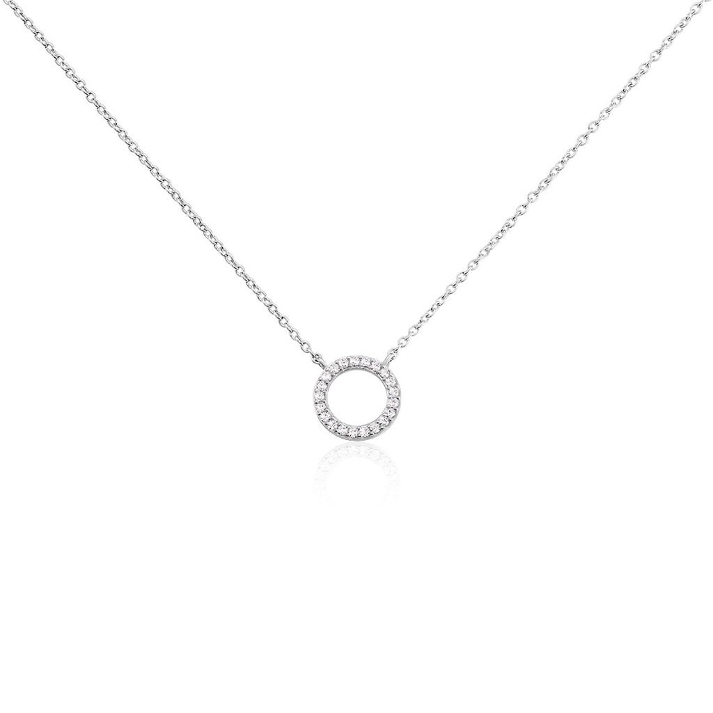 LILYANA Damen Collier Silber 925 Zirkonia Weiß 0,320 ct Kreis B 1,2 mm, Collier mit Stein