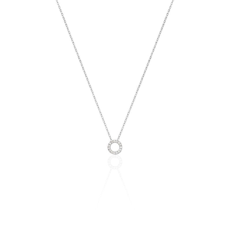 GWEN Damen Collier Wei&szlig;gold 375 (9 Karat) Diamant Wei&szlig; 0,05 ct Kreis - Halsketten Damen | OROVIVO