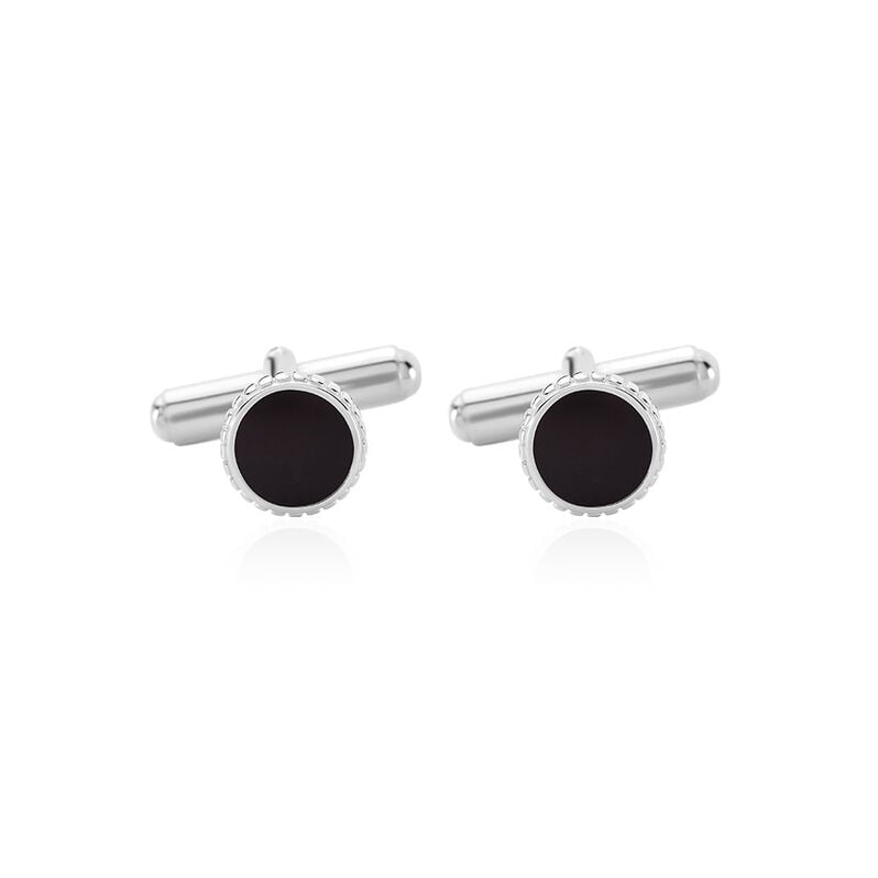 Herren Manschettenkn&ouml;pfe Silber Silber 925 Halbrund Schwarz Geometrisch Liam 18,5cm - Schmuck mit Stein Herren | OROVIVO