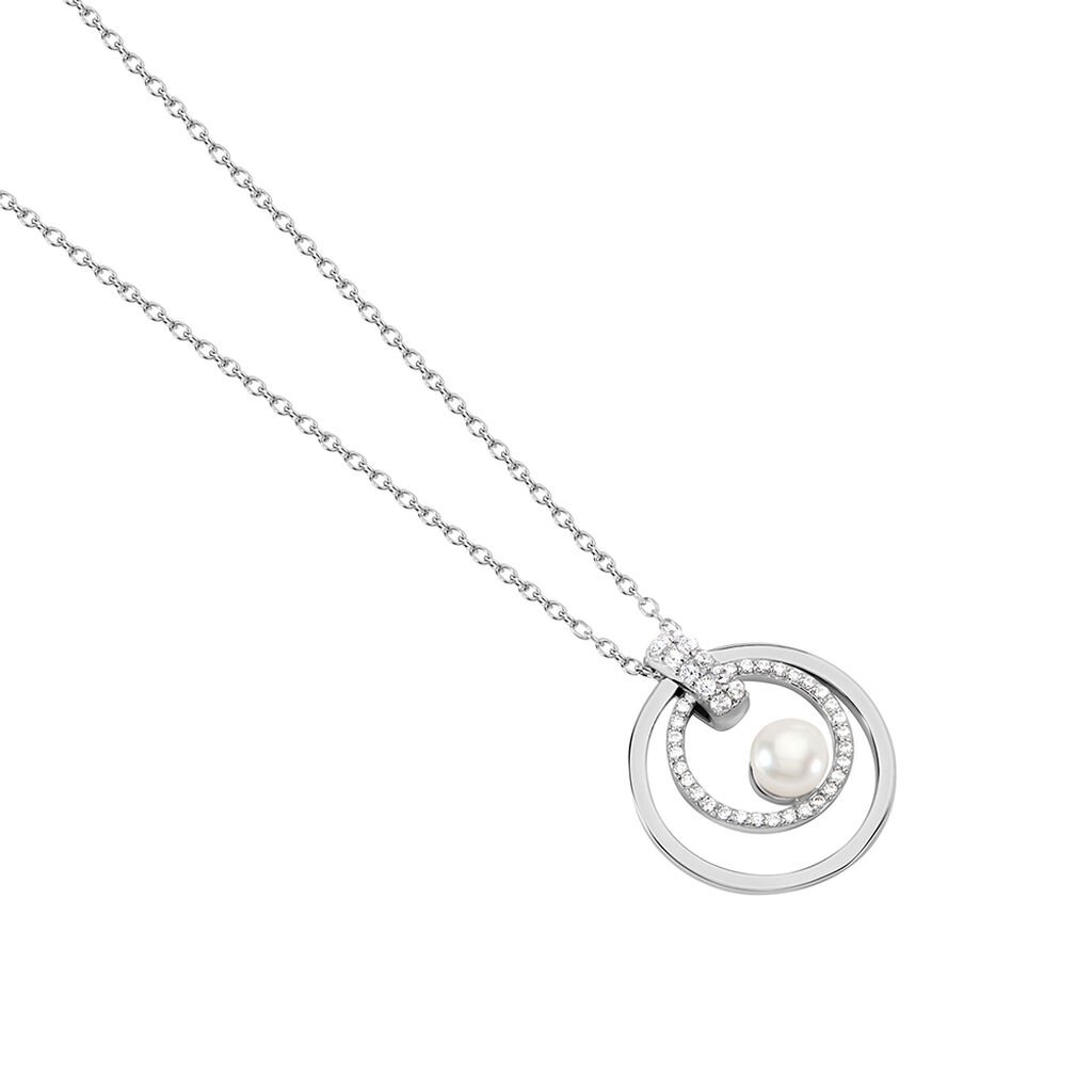 Damen Collier Silber 925 Bouton Weiß Geometrisch Taomina 4,5cm 12mm -  Damen | OROVIVO
