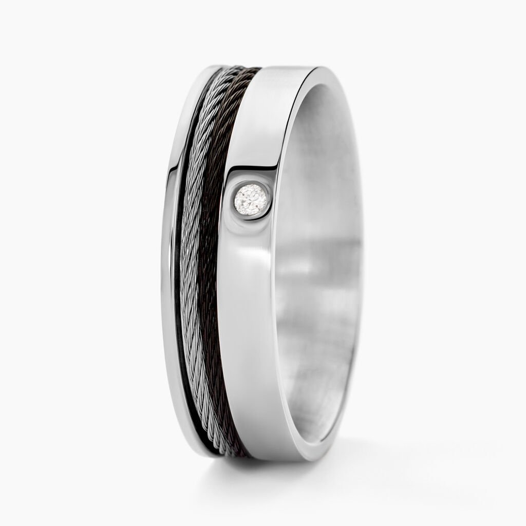 Bague Madine Acier Blanc Diamant - Spannringe Herren | OROVIVO