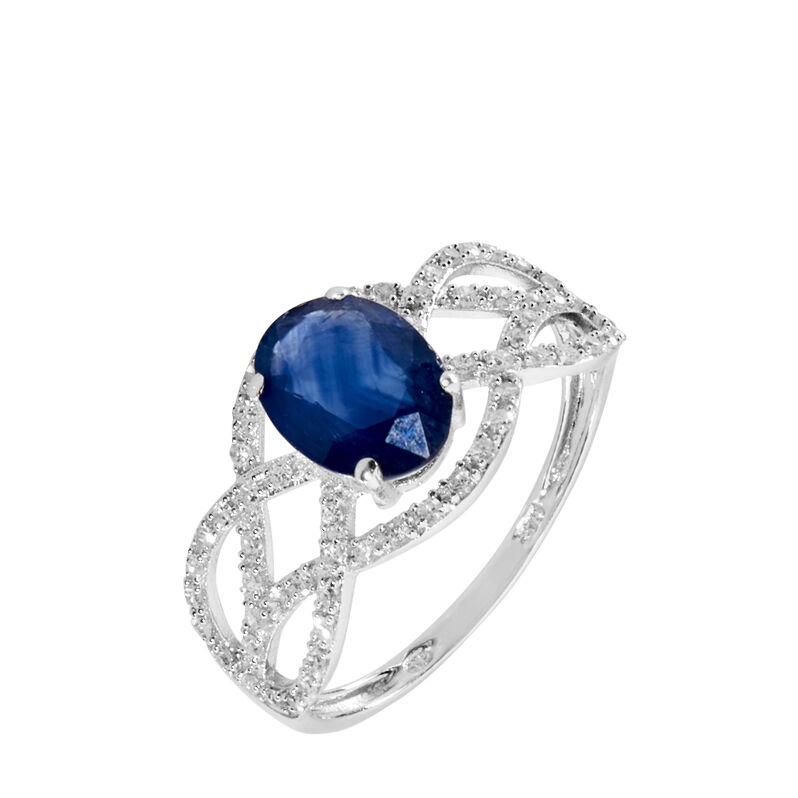 Bague Tina Or Blanc Saphir Et Diamant - Spannringe Damen | OROVIVO