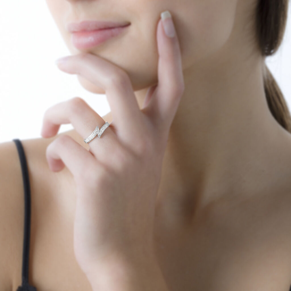 Bague Shahida Or Blanc Diamant - Spannringe Damen | OROVIVO