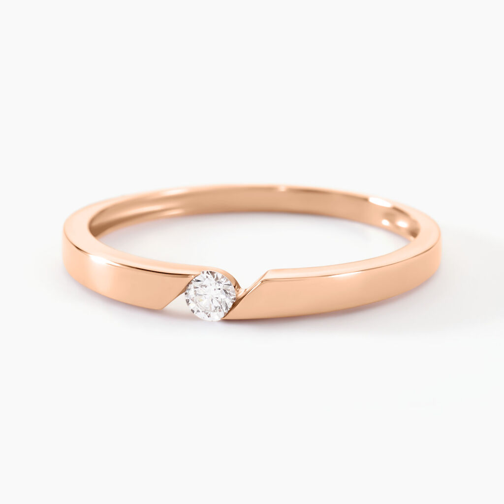 Bague Solitaire Anilie Or Rose Diamant - Spannringe Damen | OROVIVO