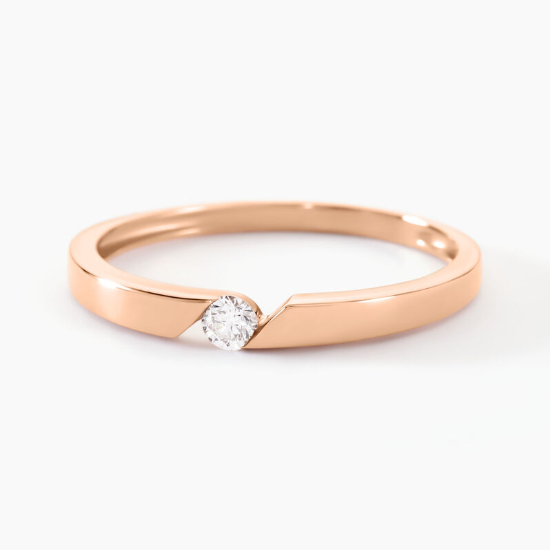 Bague Solitaire Anilie Or Rose Diamant - Spannringe Damen | OROVIVO