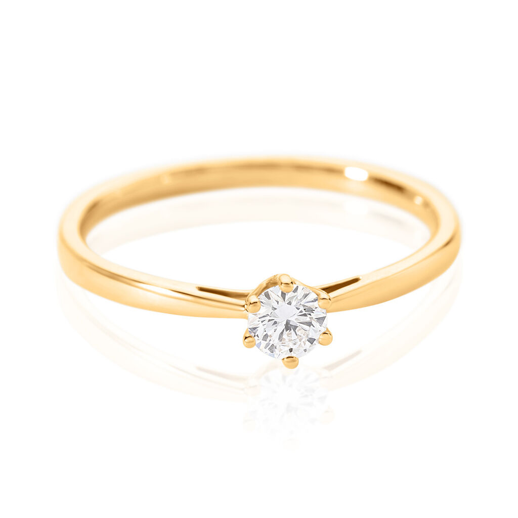 Sonate Damen Ring Gold 585 (14 Karat) Synthetischer Diamant Wei&szlig; 0,21 ct