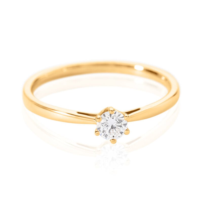 Sonate Damen Ring Gold 585 (14 Karat) Synthetischer Diamant Wei&szlig; 0,21 ct - Verlobungsringe Damen | OROVIVO