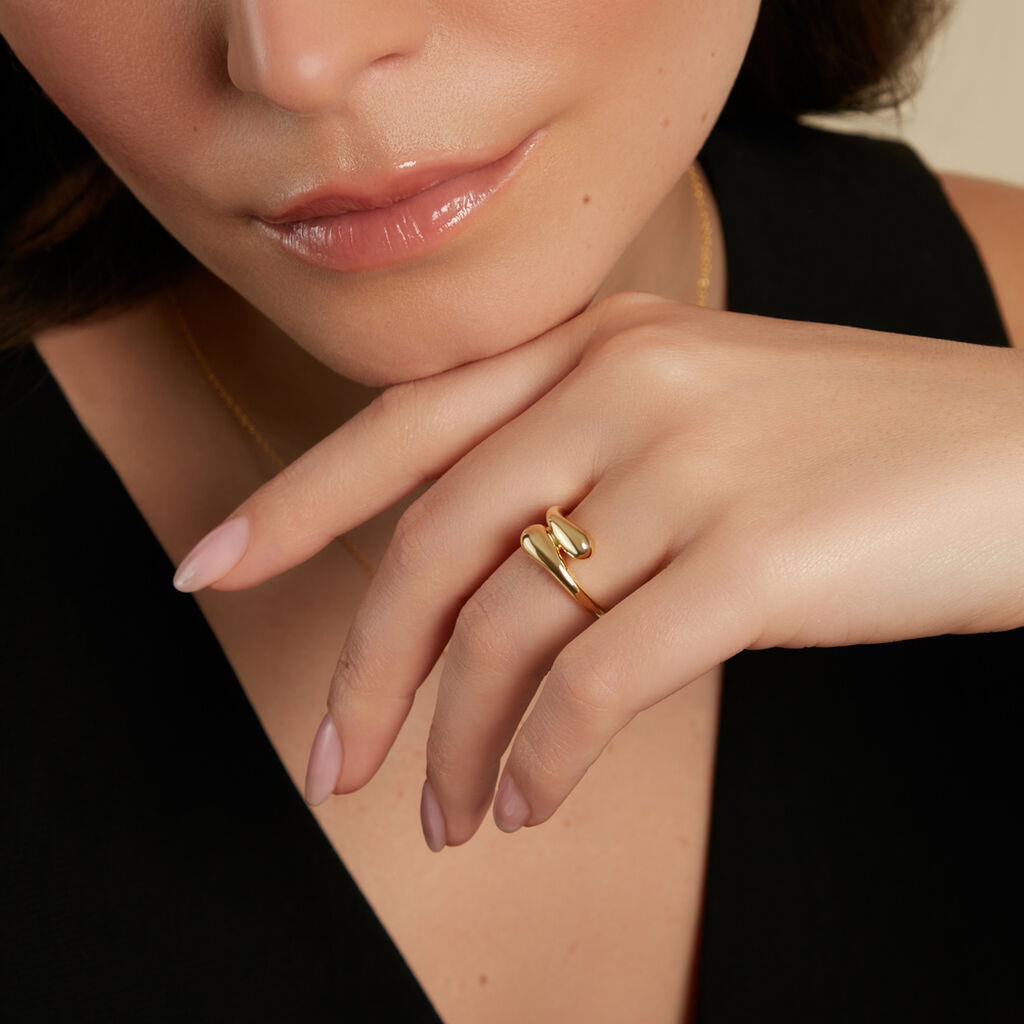 ELANI Damen Ring Silber vergoldet 925 Tropfen