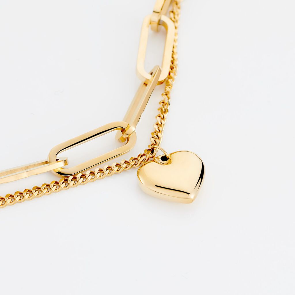 AVALYNN Damen Armband Edelstahl vergoldet Herz B 6 mm